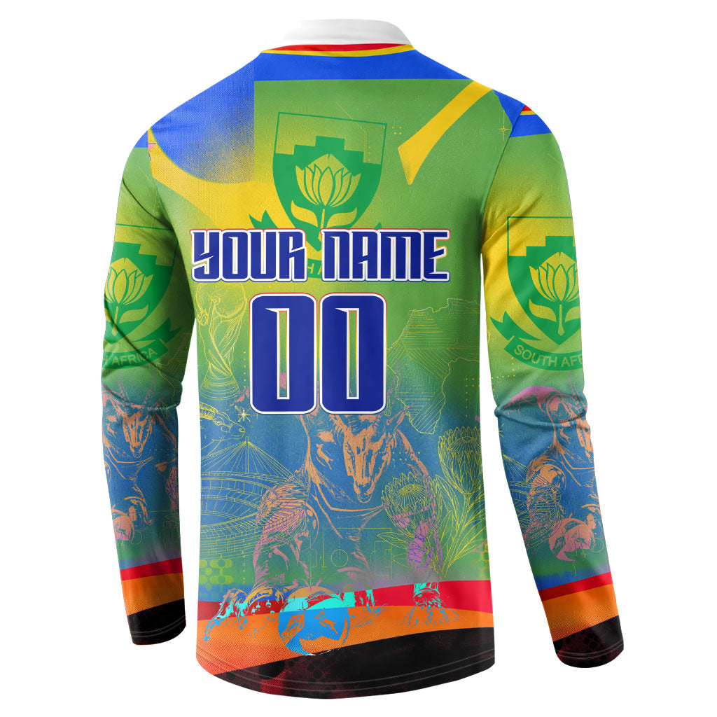Personalized South Africa Football Button Sweatshirt Springbok Champion Soccer Mascot Protea