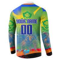 Personalized South Africa Football Button Sweatshirt Springbok Champion Soccer Mascot Protea
