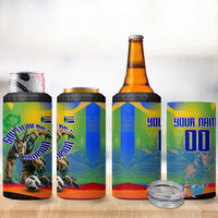 Personalized South Africa Football 4 in 1 Can Cooler Tumbler Springbok Champion Soccer Mascot Protea