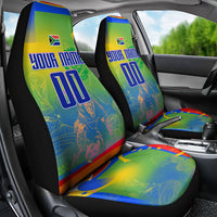Personalized South Africa Football Car Seat Cover Springbok Champion Soccer Mascot Protea