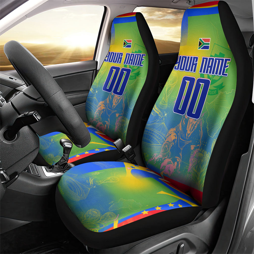 Personalized South Africa Football Car Seat Cover Springbok Champion Soccer Mascot Protea