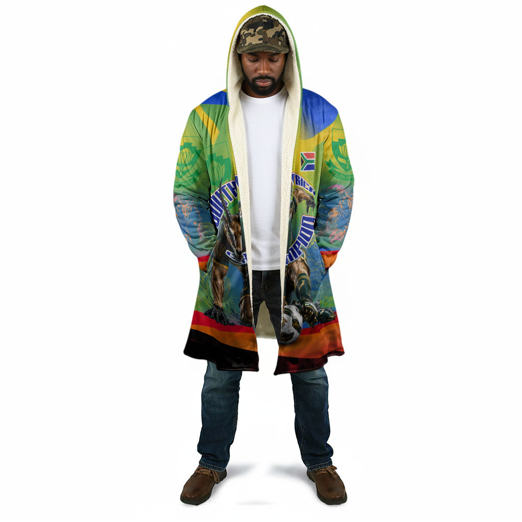 Personalized South Africa Football Cloak Springbok Champion Soccer Mascot Protea
