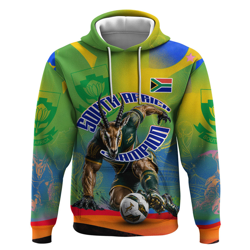 Personalized South Africa Football Hoodie Springbok Champion Soccer Mascot Protea