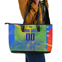 Personalized South Africa Football Leather Tote Bag Springbok Champion Soccer Mascot Protea
