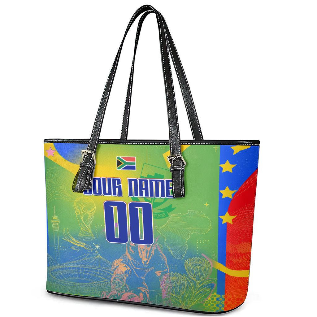 Personalized South Africa Football Leather Tote Bag Springbok Champion Soccer Mascot Protea