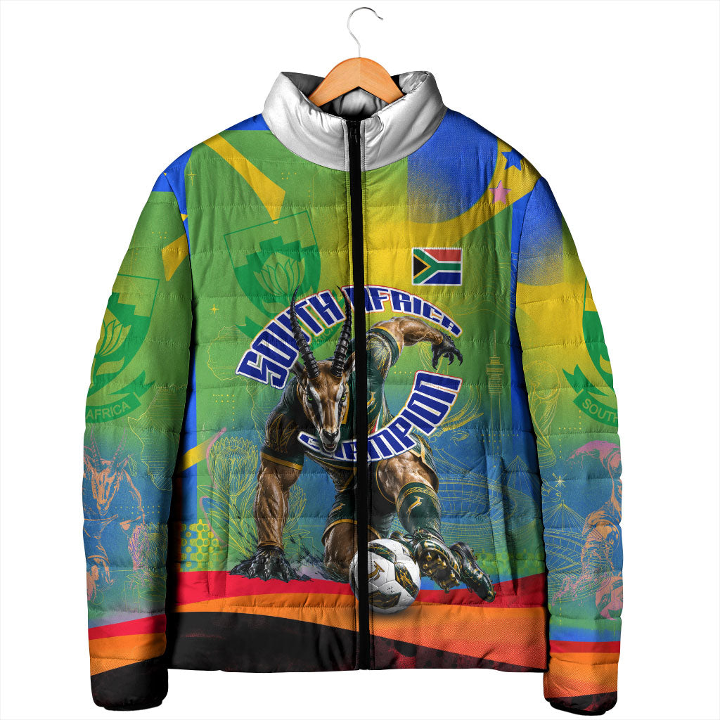 Personalized South Africa Football Padded Jacket Springbok Champion Soccer Mascot Protea