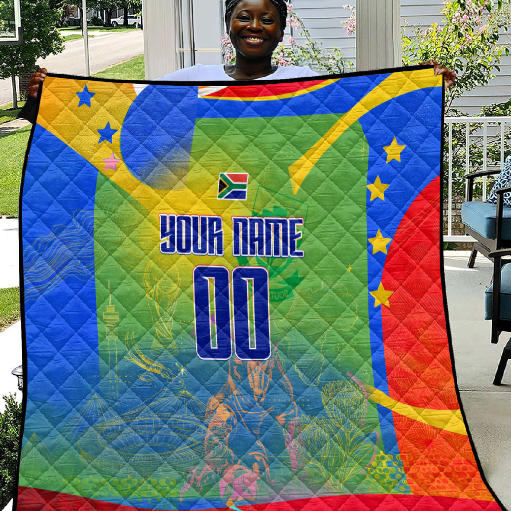 Personalized South Africa Football Quilt Springbok Champion Soccer Mascot Protea