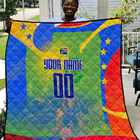 Personalized South Africa Football Quilt Springbok Champion Soccer Mascot Protea