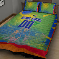 Personalized South Africa Football Quilt Bed Set Springbok Champion Soccer Mascot Protea
