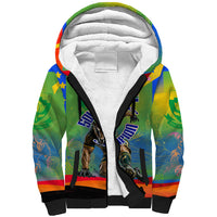 Personalized South Africa Football Sherpa Hoodie Springbok Champion Soccer Mascot Protea