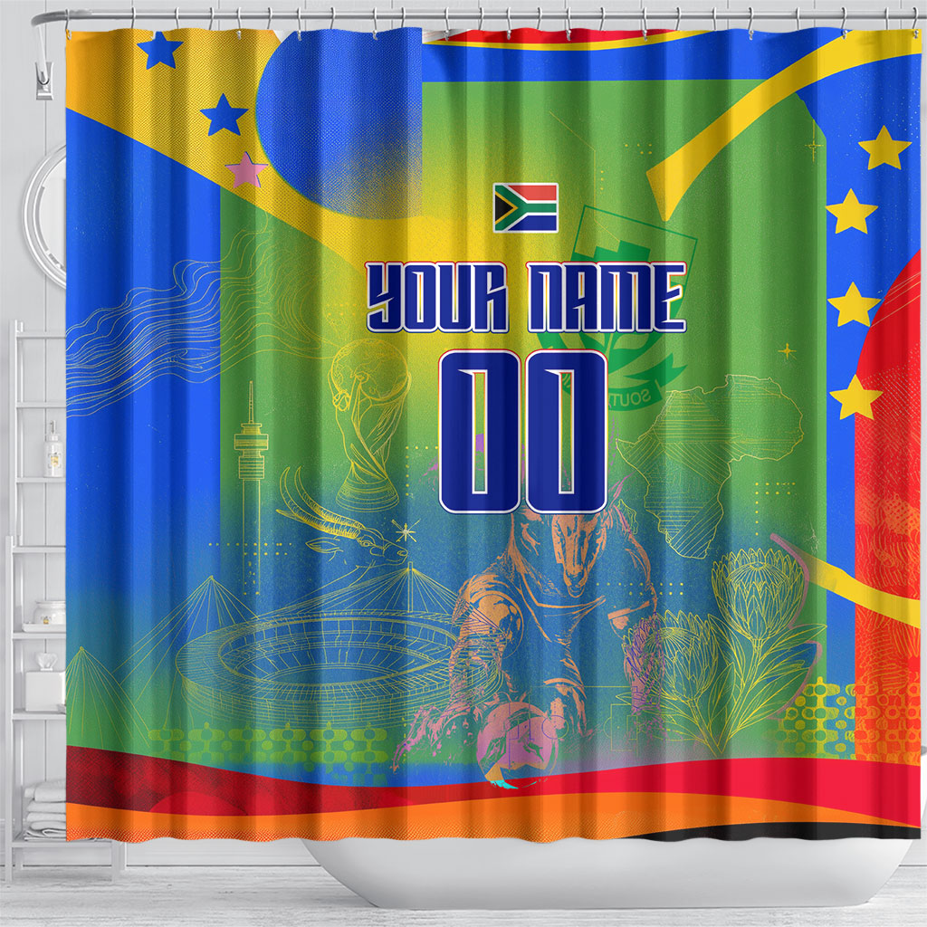 Personalized South Africa Football Shower Curtain Springbok Champion Soccer Mascot Protea