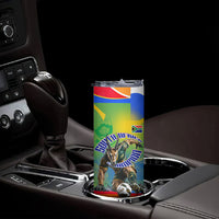 Personalized South Africa Football Skinny Tumbler Springbok Champion Soccer Mascot Protea