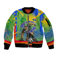 Personalized South Africa Football Sleeve Zip Bomber Jacket Springbok Champion Soccer Mascot Protea