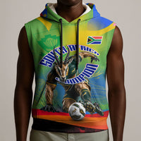 Personalized South Africa Football Sleeveless Hoodie Springbok Champion Soccer Mascot Protea