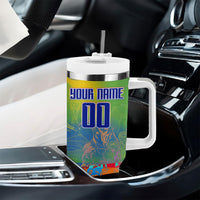Personalized South Africa Football Tumbler With Handle Springbok Champion Soccer Mascot Protea