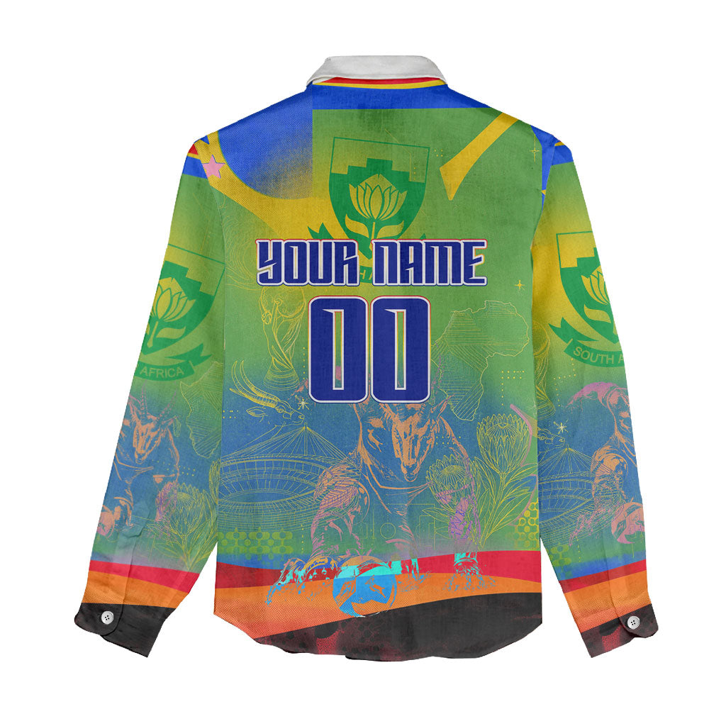 Personalized South Africa Football Women Casual Shirt Springbok Champion Soccer Mascot Protea