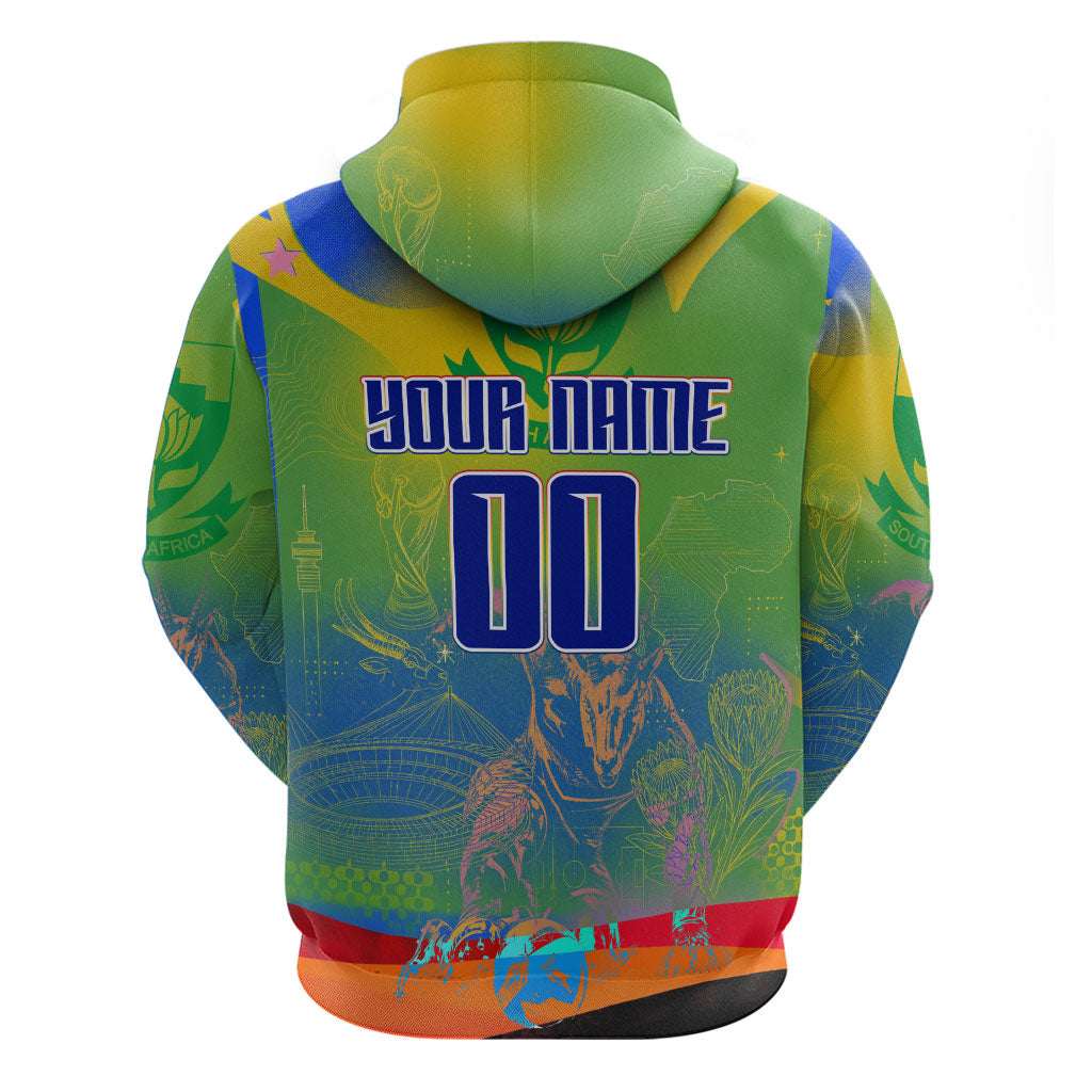 Personalized South Africa Football Zip Hoodie Springbok Champion Soccer Mascot Protea
