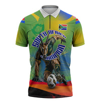 Personalized South Africa Football Zipper Polo Shirt Springbok Champion Soccer Mascot Protea