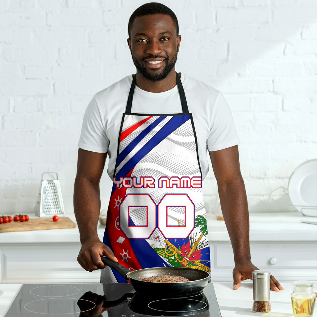 Personalized Haiti Football Trogon Bird Apron Les Grenadiers National Flag Art Caribbean