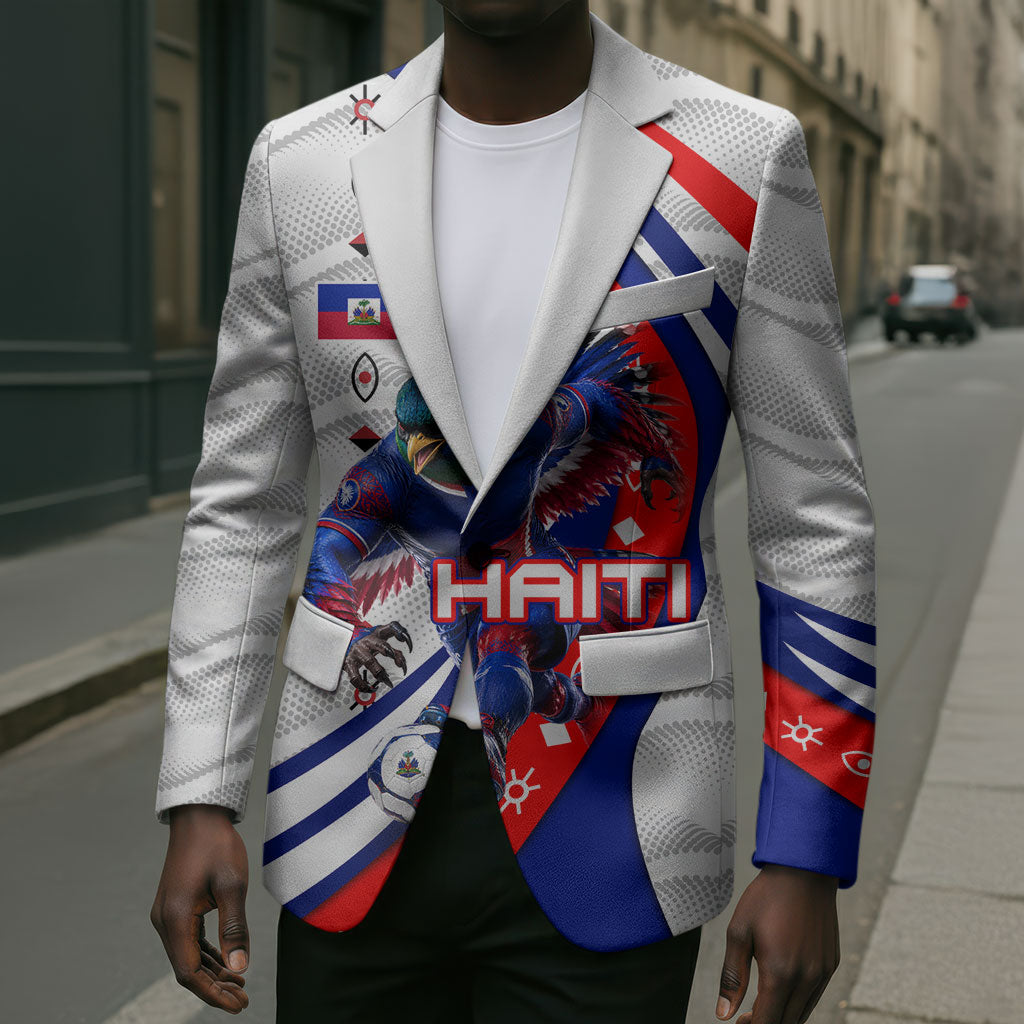 Personalized Haiti Football Trogon Bird Blazer Les Grenadiers National Flag Art Caribbean