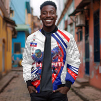 Personalized Haiti Football Trogon Bird Bomber Jacket Les Grenadiers National Flag Art Caribbean