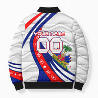 Personalized Haiti Football Trogon Bird Bomber Puffer Jacket Les Grenadiers National Flag Art Caribbean