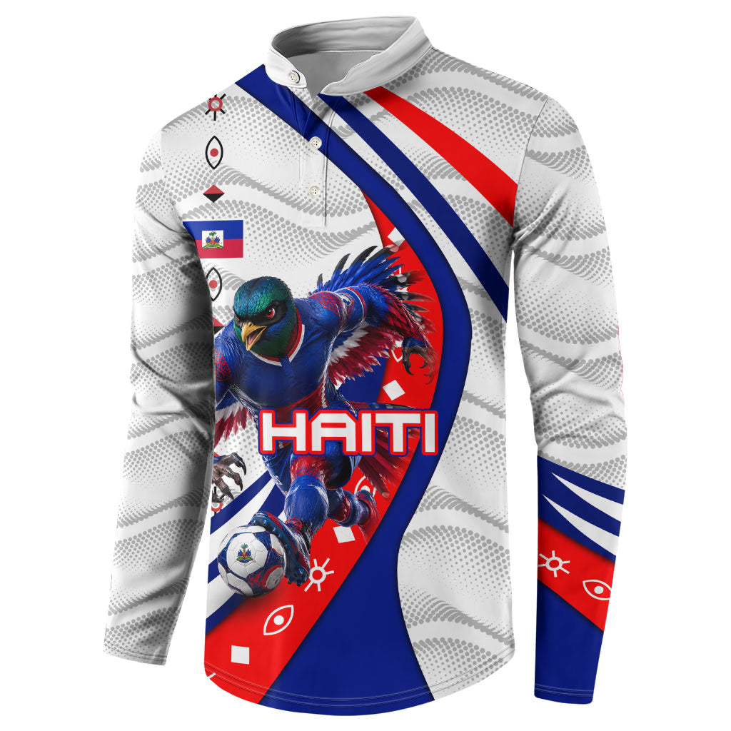 Personalized Haiti Football Trogon Bird Button Sweatshirt Les Grenadiers National Flag Art Caribbean