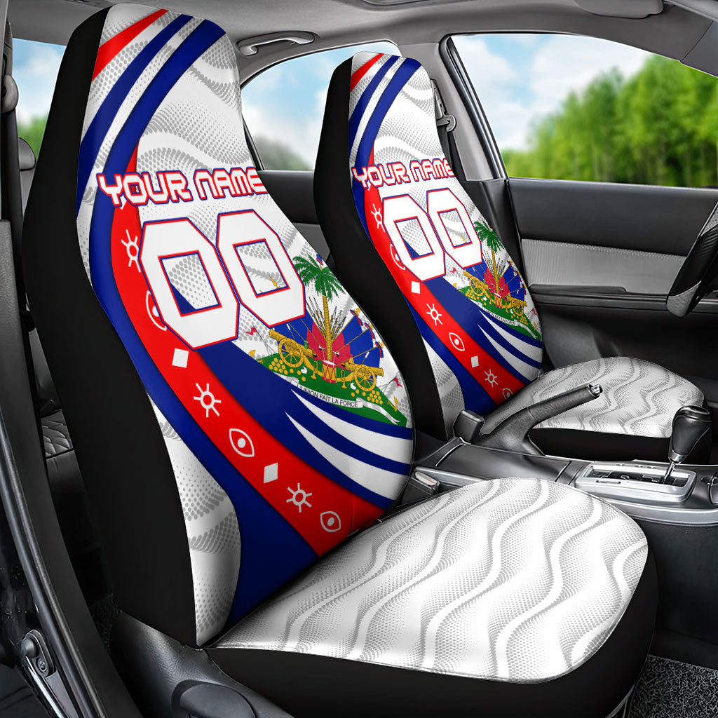 Personalized Haiti Football Trogon Bird Car Seat Cover Les Grenadiers National Flag Art Caribbean