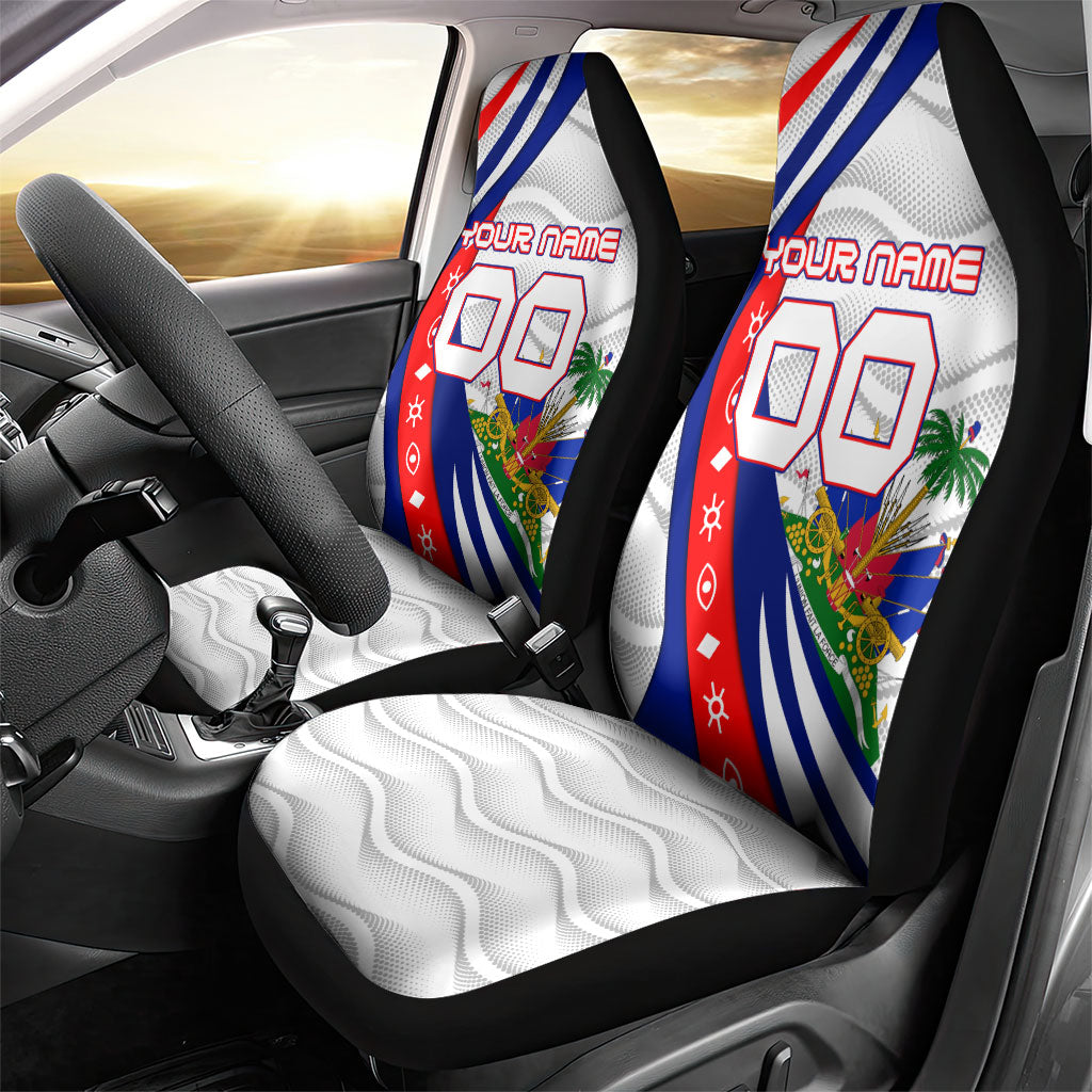 Personalized Haiti Football Trogon Bird Car Seat Cover Les Grenadiers National Flag Art Caribbean