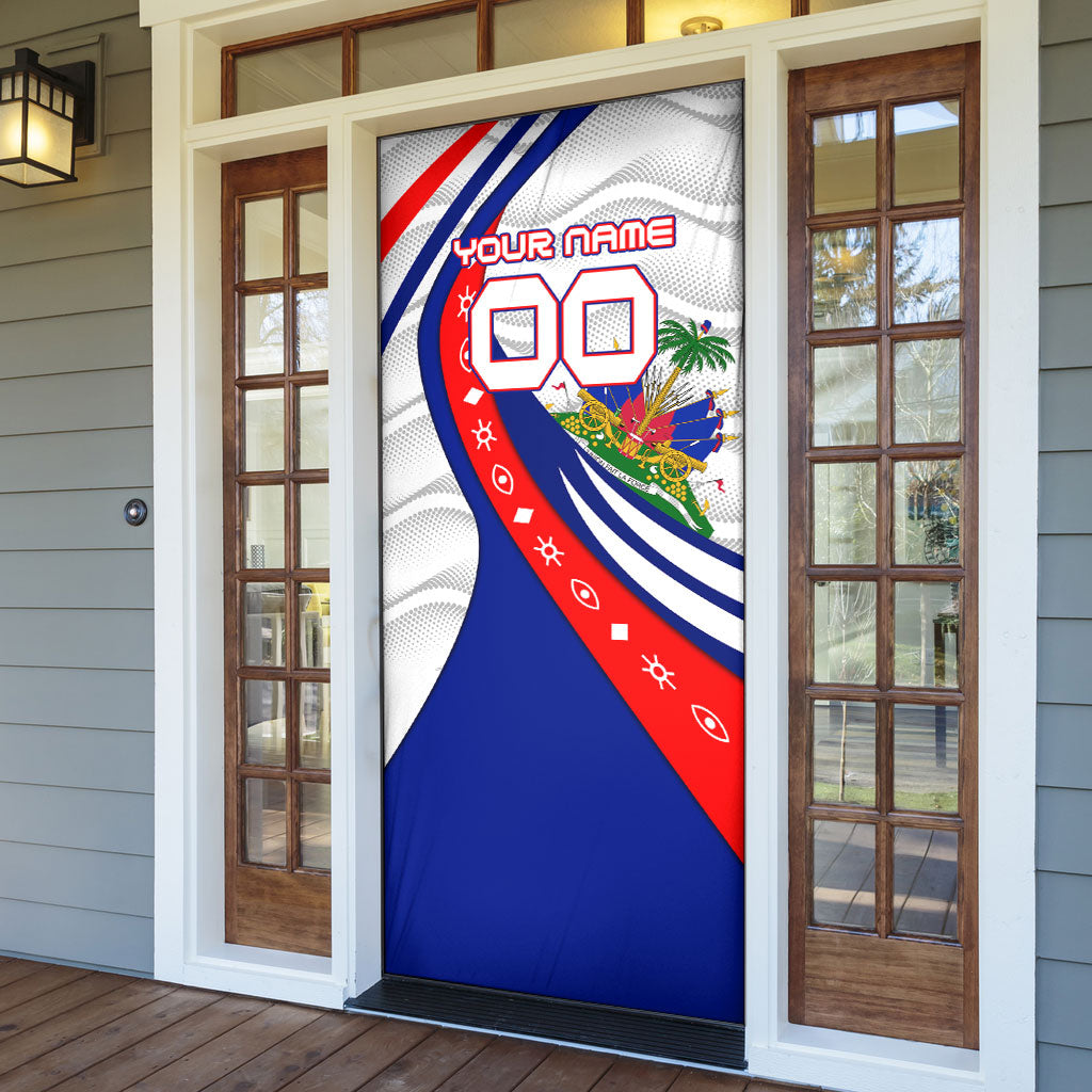 Personalized Haiti Football Trogon Bird Door Cover Les Grenadiers National Flag Art Caribbean