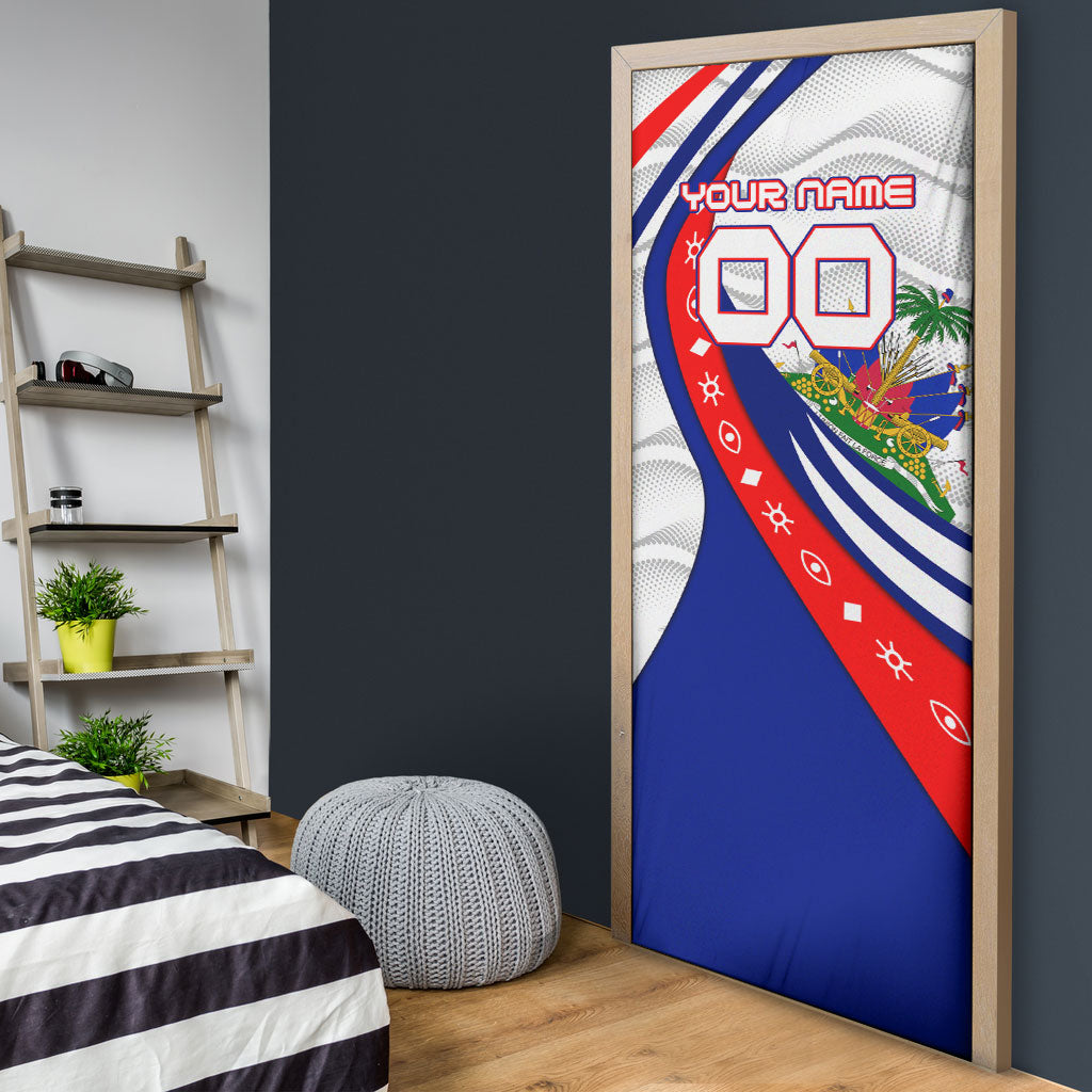 Personalized Haiti Football Trogon Bird Door Cover Les Grenadiers National Flag Art Caribbean