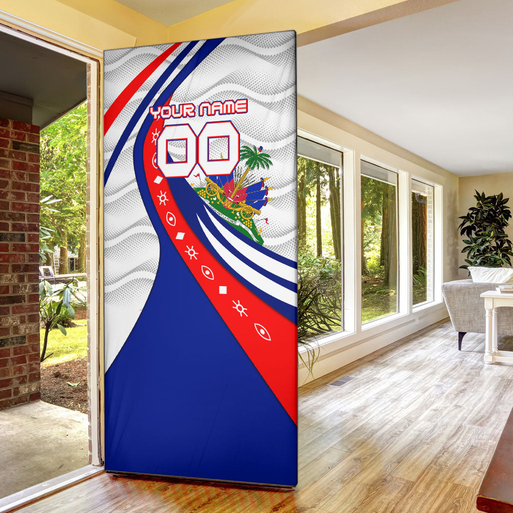 Personalized Haiti Football Trogon Bird Door Cover Les Grenadiers National Flag Art Caribbean