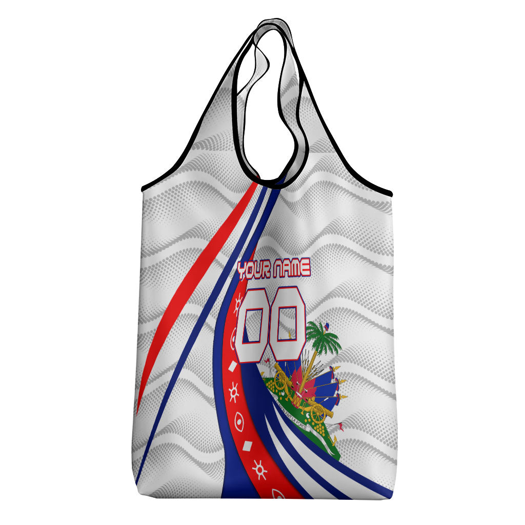 Personalized Haiti Football Trogon Bird Grocery Bag Les Grenadiers National Flag Art Caribbean