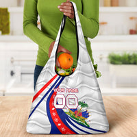 Personalized Haiti Football Trogon Bird Grocery Bag Les Grenadiers National Flag Art Caribbean