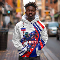 Personalized Haiti Football Trogon Bird Hoodie Les Grenadiers National Flag Art Caribbean