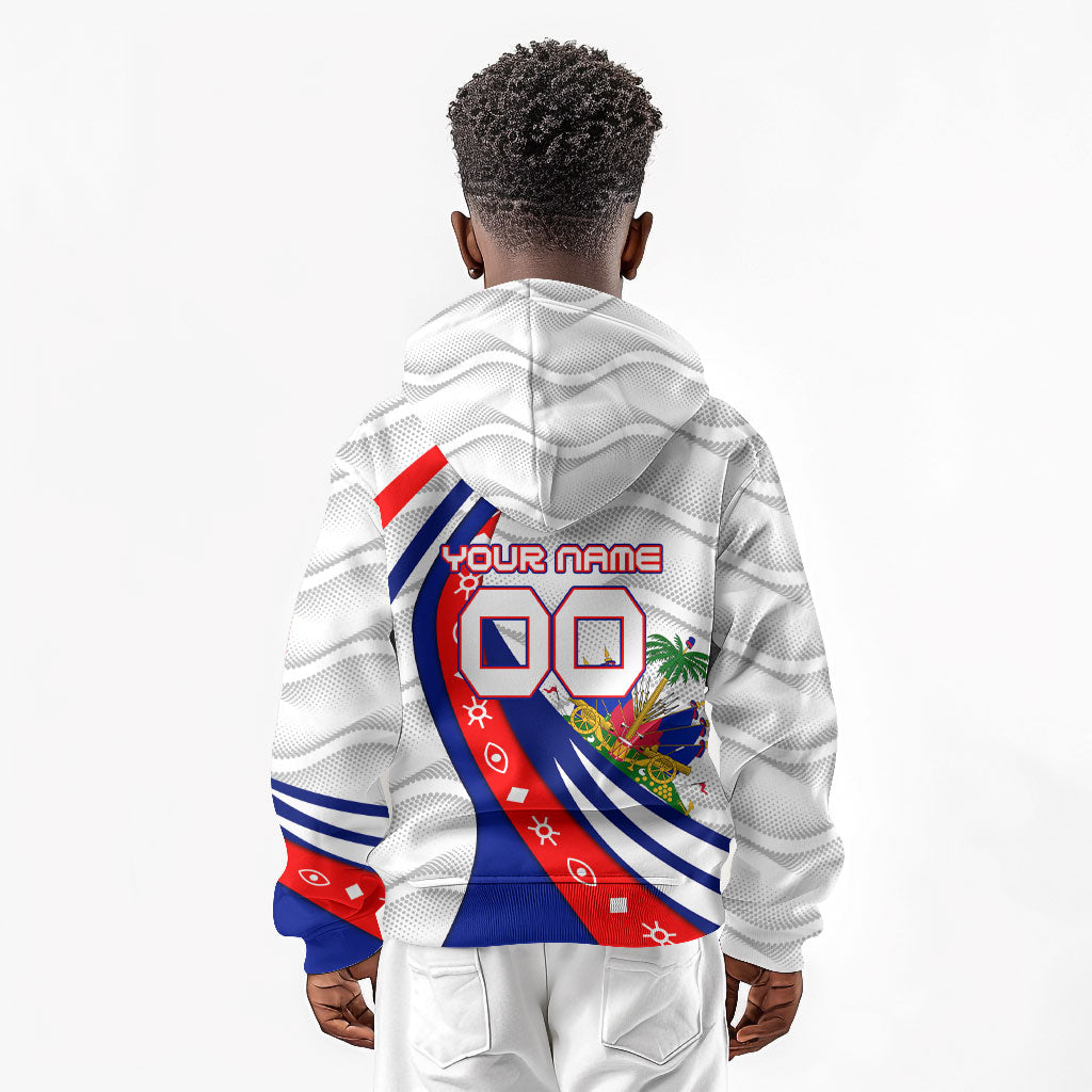 Personalized Haiti Football Trogon Bird Kid Hoodie Les Grenadiers National Flag Art Caribbean