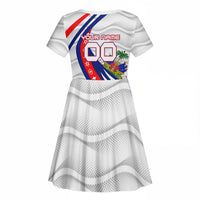 Personalized Haiti Football Trogon Bird Kid Short Sleeve Dress Les Grenadiers National Flag Art Caribbean