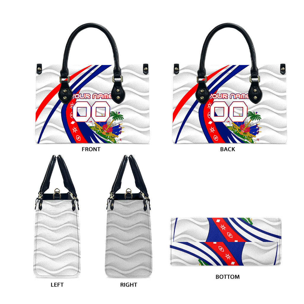 Personalized Haiti Football Trogon Bird Leather Bag Les Grenadiers National Flag Art Caribbean