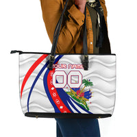 Personalized Haiti Football Trogon Bird Leather Tote Bag Les Grenadiers National Flag Art Caribbean