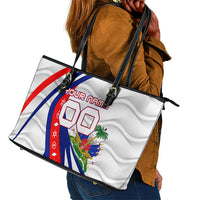 Personalized Haiti Football Trogon Bird Leather Tote Bag Les Grenadiers National Flag Art Caribbean