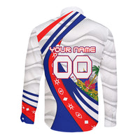 Personalized Haiti Football Trogon Bird Long Sleeve Button Shirt Les Grenadiers National Flag Art Caribbean