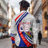 Personalized Haiti Football Trogon Bird Long Sleeve Button Shirt Les Grenadiers National Flag Art Caribbean