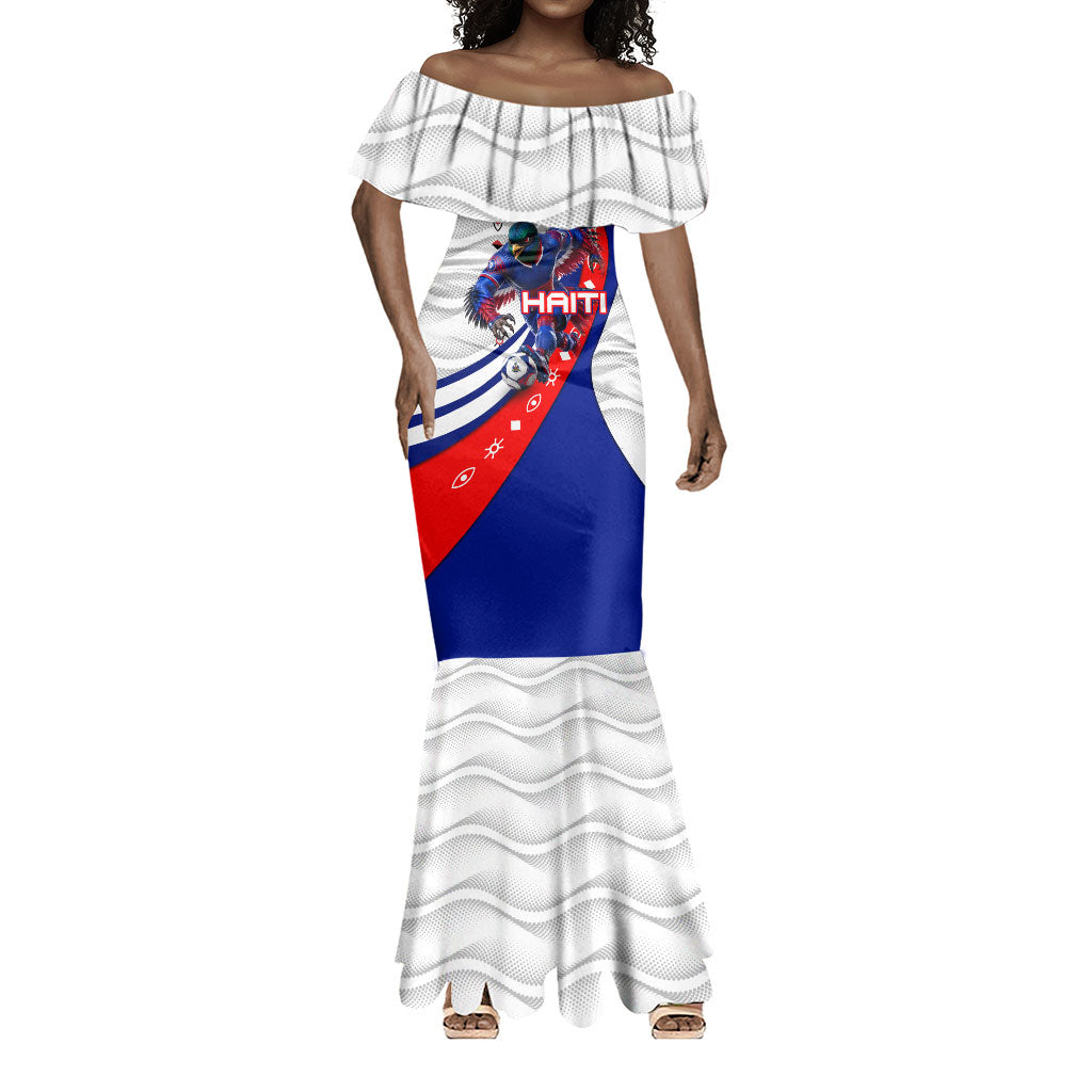 Personalized Haiti Football Trogon Bird Mermaid Dress Les Grenadiers National Flag Art Caribbean