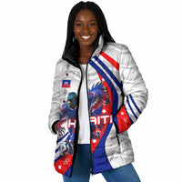 Personalized Haiti Football Trogon Bird Padded Jacket Les Grenadiers National Flag Art Caribbean