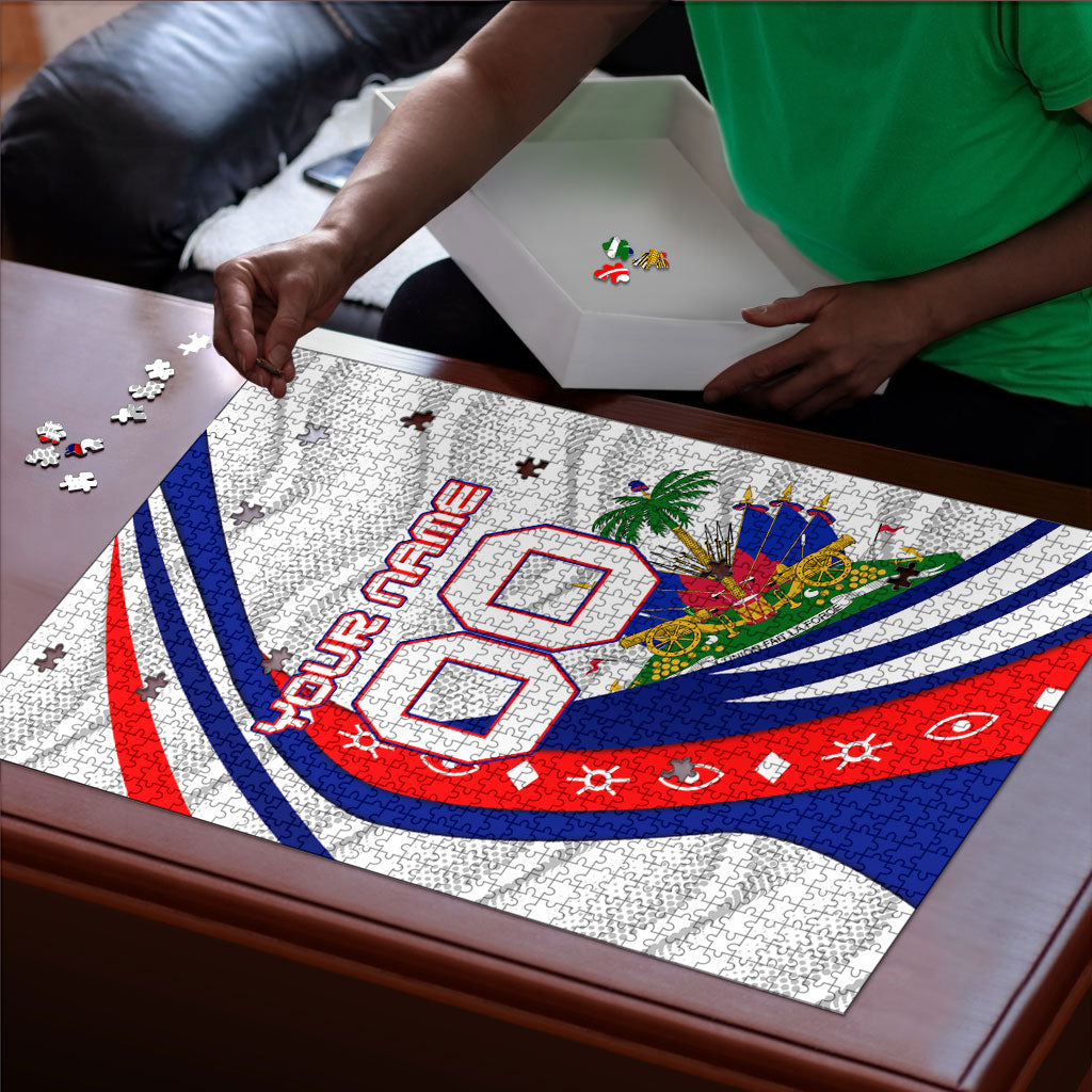 Personalized Haiti Football Trogon Bird Puzzle Les Grenadiers National Flag Art Caribbean