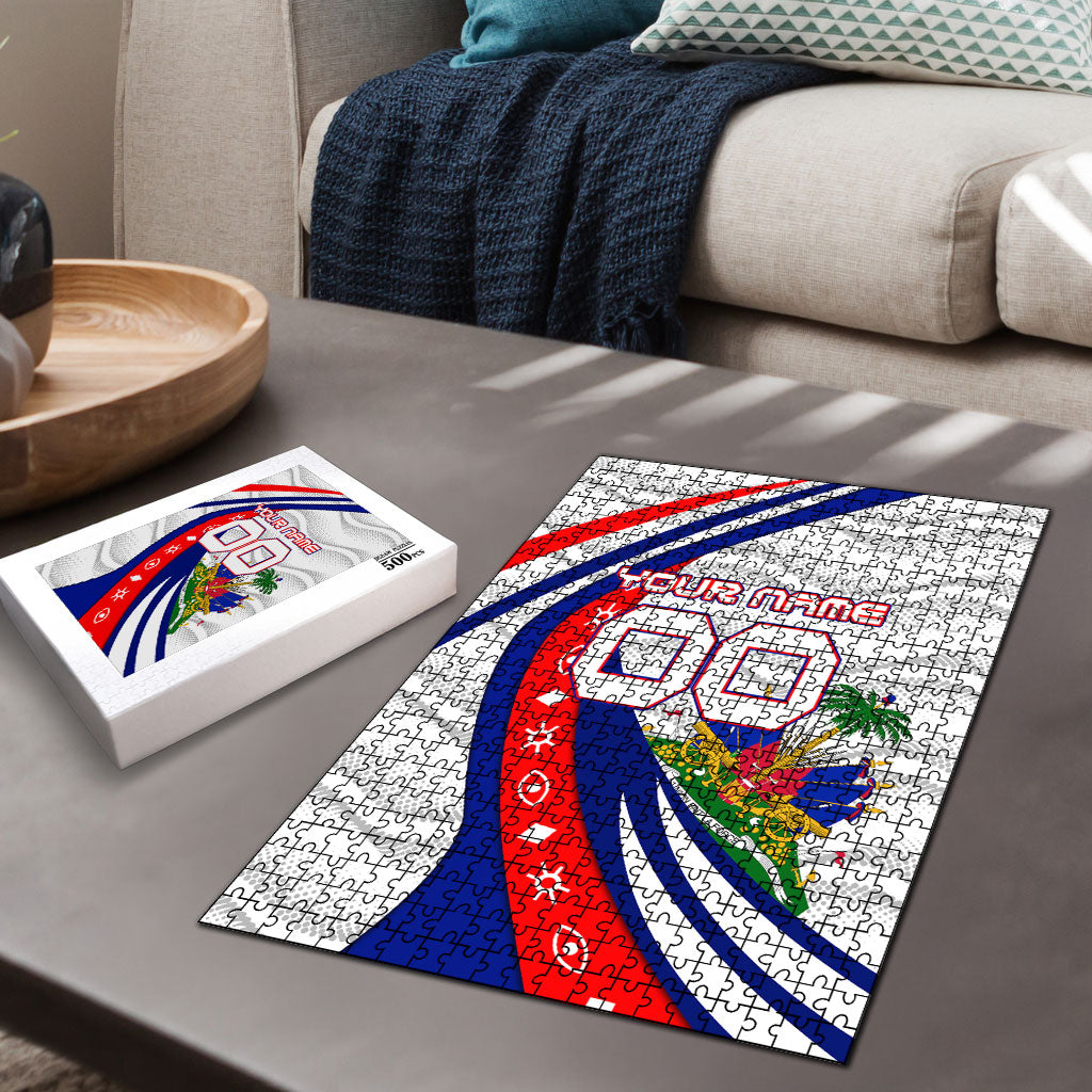 Personalized Haiti Football Trogon Bird Puzzle Les Grenadiers National Flag Art Caribbean