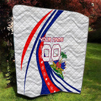 Personalized Haiti Football Trogon Bird Quilt Les Grenadiers National Flag Art Caribbean