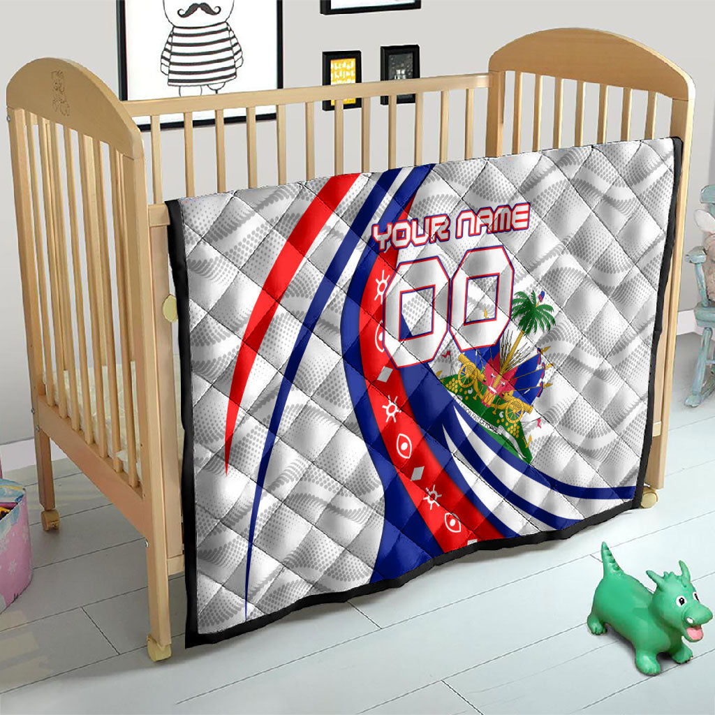 Personalized Haiti Football Trogon Bird Quilt Les Grenadiers National Flag Art Caribbean