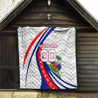 Personalized Haiti Football Trogon Bird Quilt Les Grenadiers National Flag Art Caribbean