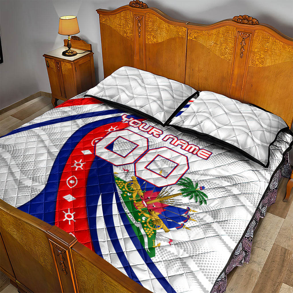 Personalized Haiti Football Trogon Bird Quilt Bed Set Les Grenadiers National Flag Art Caribbean